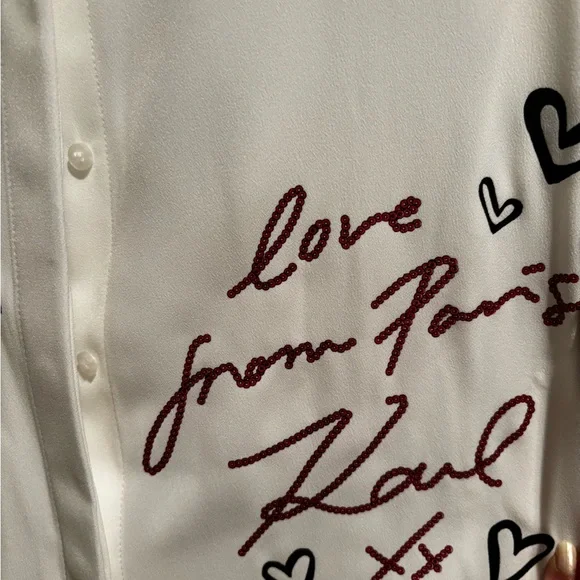 NWT Karl Lagerfeld White Parisian Graphic Shirt - Picture 4 of 13